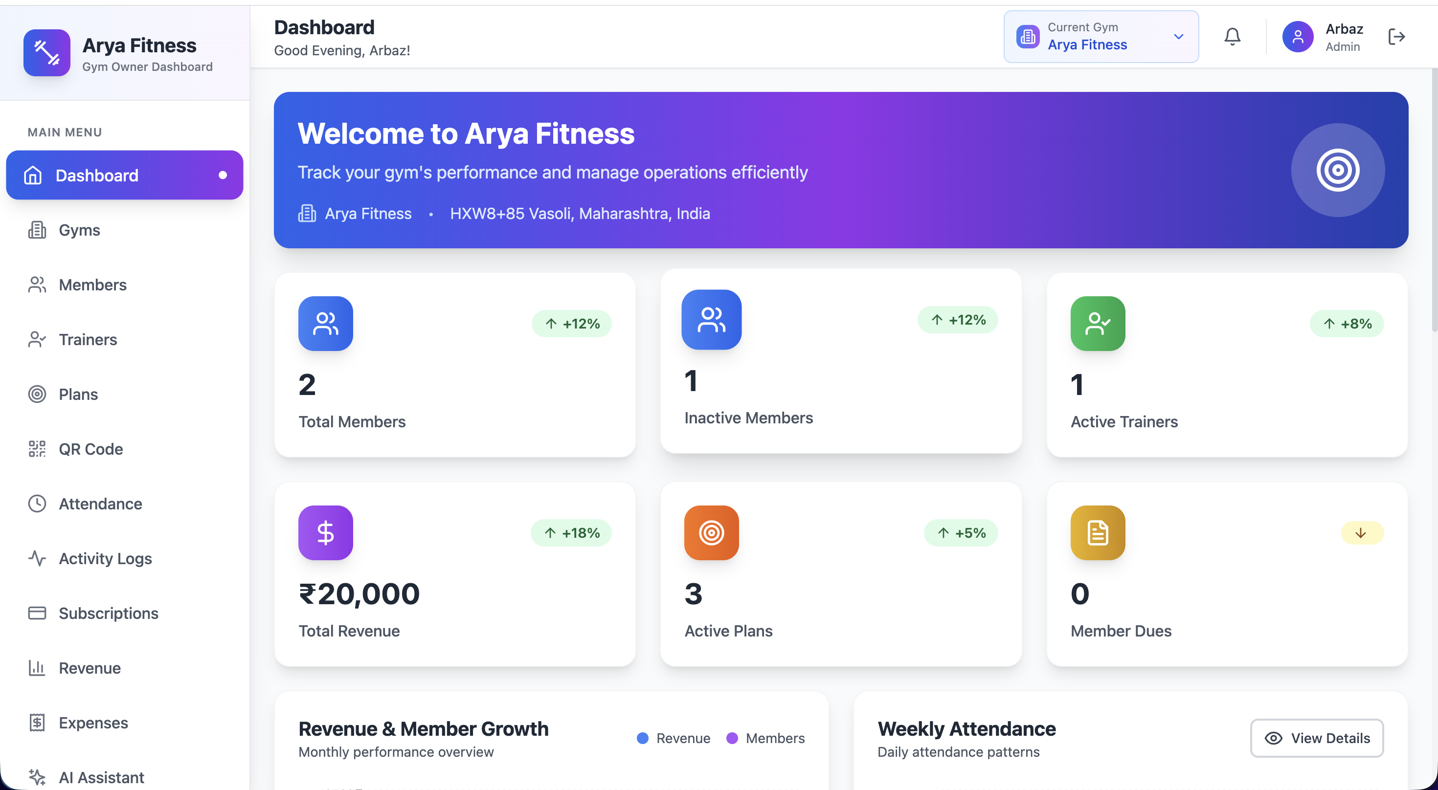 Paylap Fitness Web Dashboard